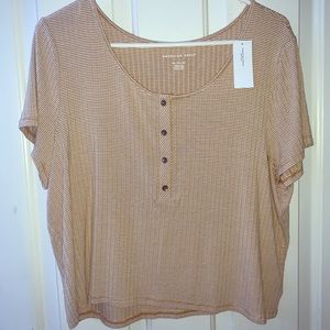 NEW American Eagle Striped Henley T-Shirt